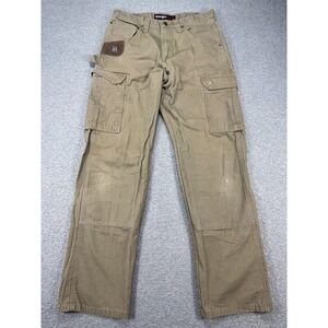 Wrangler Riggs Pants Men's 30x31 Brown Ripstop Cargo Relaxed Straight Workwear